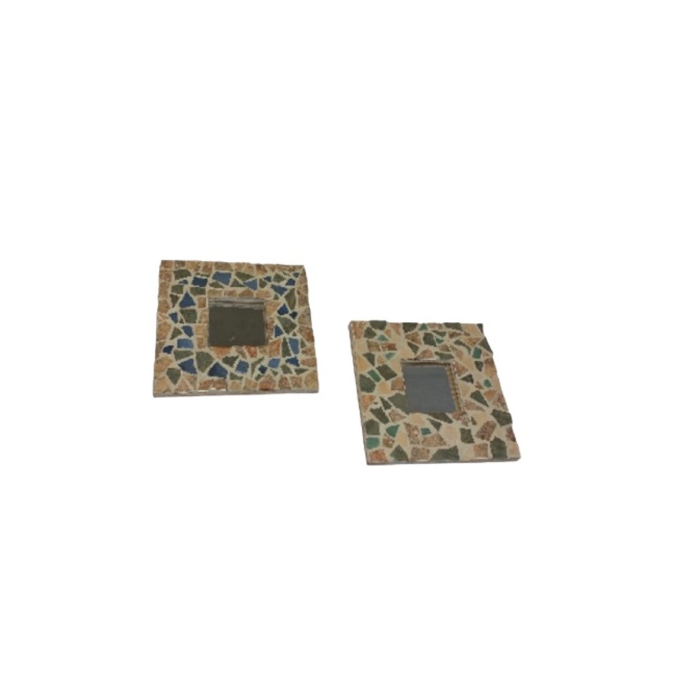🆕 Handmade Mosaic Square Tile Mirrors (Set of 2)